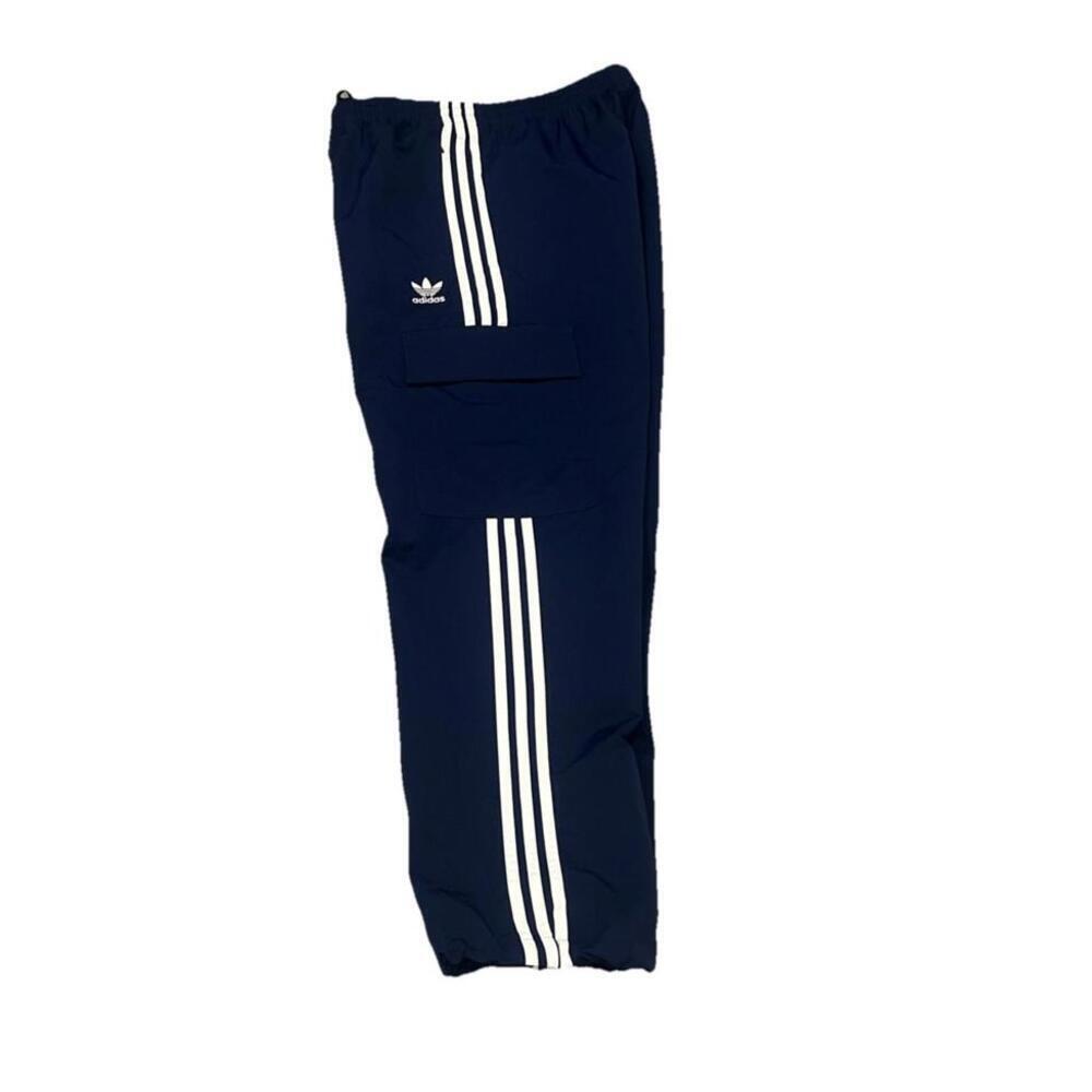 $80 Adidas Original 3S Cargo Pants Navy Blue White 3-Stripes HR3362 Mens Large - Picture 5 of 9